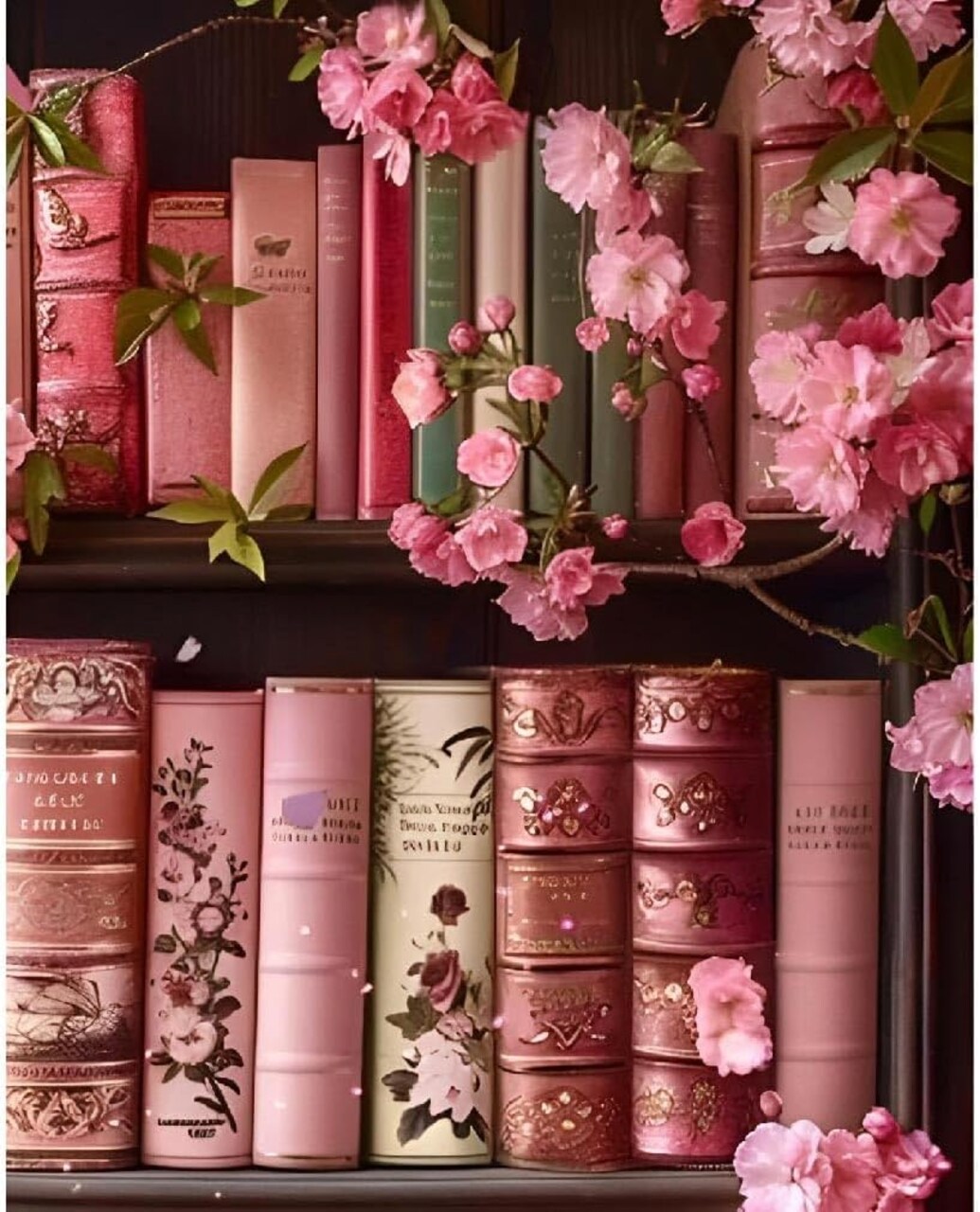 Books Paint by Numbers Kit for Adults,Bookshelf DIY Acrylic Painting Kit for Beginners Unframed,Flowers Easy Adult Paint by Number Kits on Canvas for Decor 16x20inch